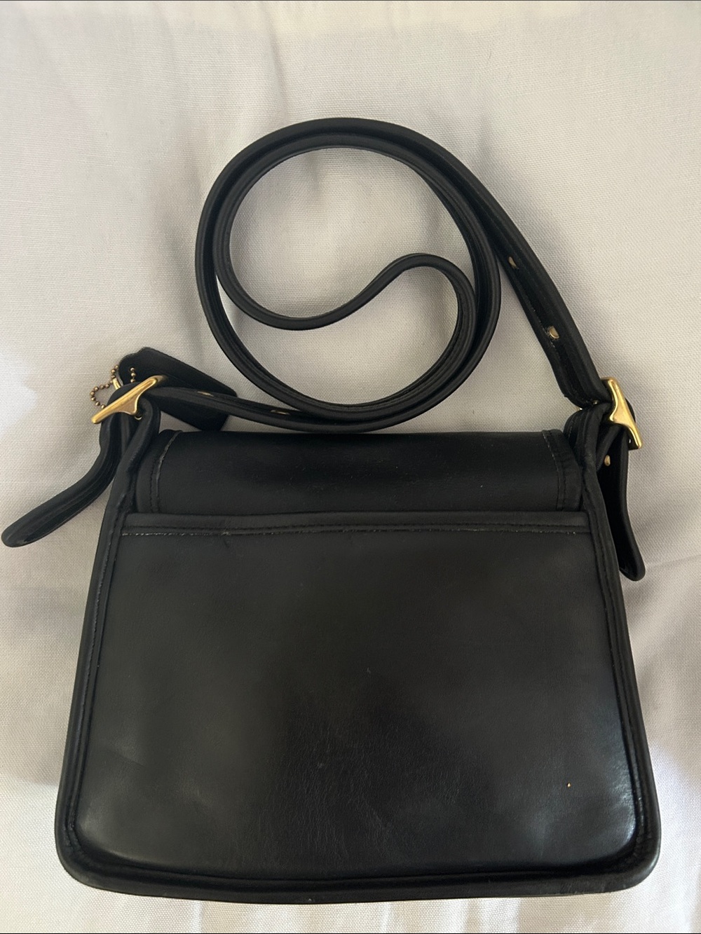 Vintage Coach 9061 Rambler Legacy Crossbody Black Leather Brass Hardware - Picture 3 of 5
